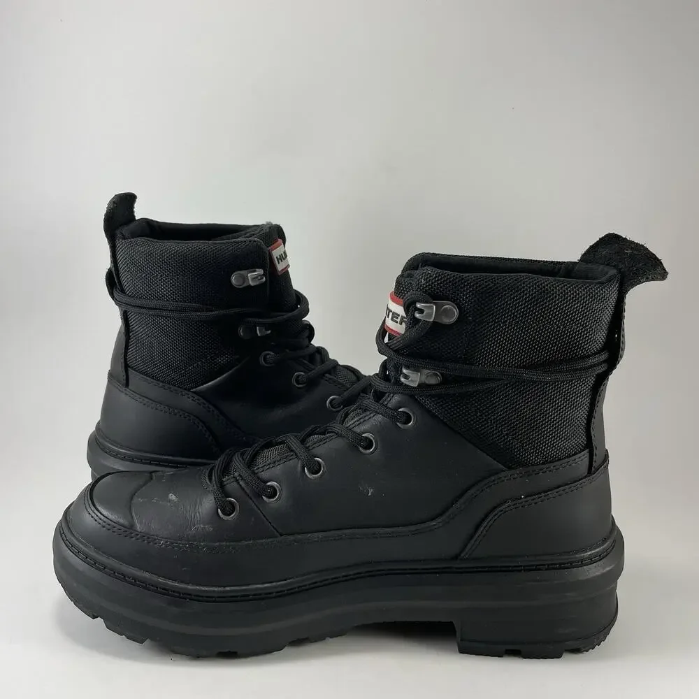 Hunter Original Commando Boots Womens Size 9 Black Waterproof Insulated Lace Up